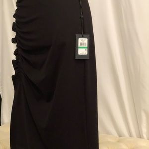 DKNY Ruched Black Large Skirt NWT